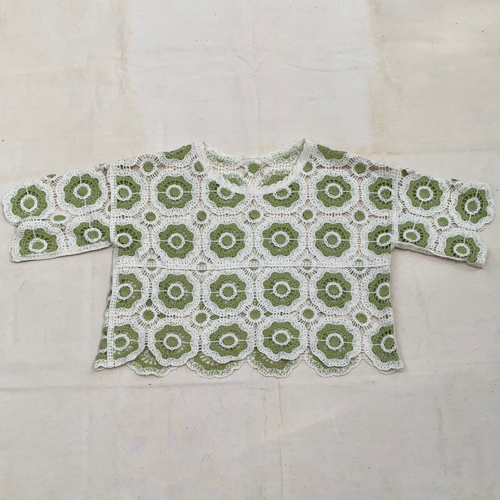 Vintage crochet cropped short sleeve top
